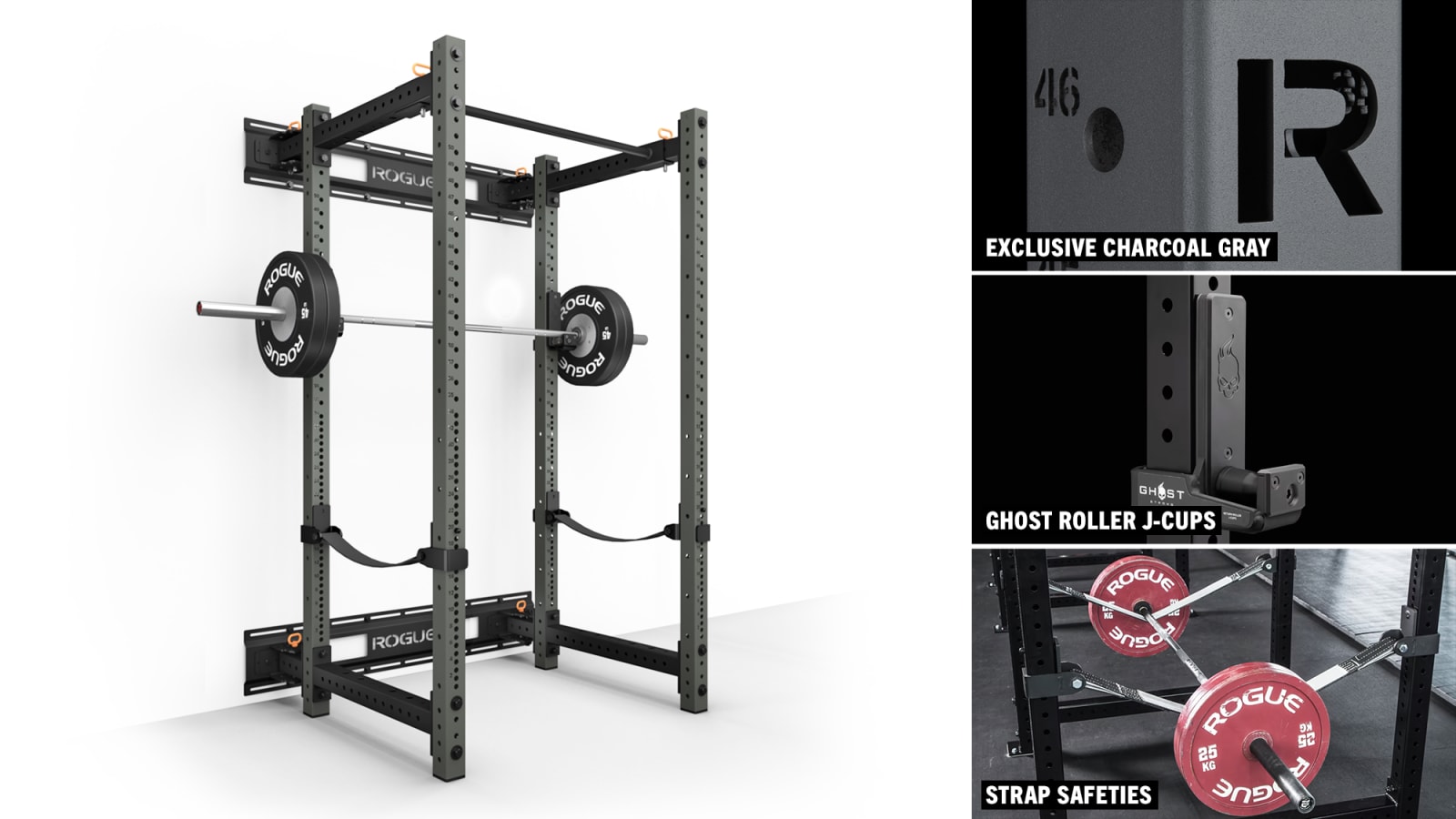 Monster Lite RML 390FULLW Fold Back Wall Mount Power Rack Charcoal